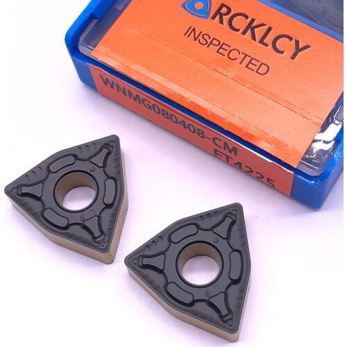 10pcs RCKLCY Lathe Tools WNMG080408-CM FT4225 High Quality Carbide Metal External Turning Tool CVD Coat CNC Cutting