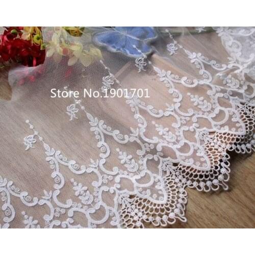 2018 High Quality 30cm Width hollow flower net yarn embroidery lace trim Mesh Tulle Guipure Cord Lace Sewing DIY Doll Cloth