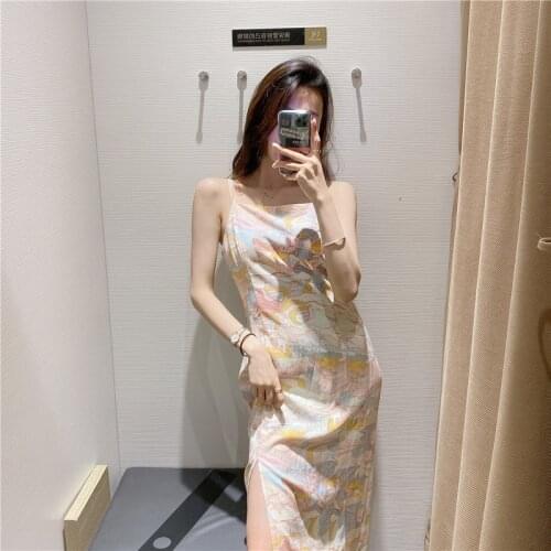 2021 Summer New Youth Fashion Printed Suspender Dress Soft Comfortable Teens Dresses For 16 18 Years Sexy Girl Clothes