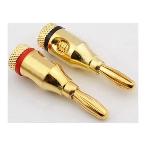 4pcs/lot copper Gold-plated Banana Plugs Musical Audio Speaker Cable Wire Connectors Terminal For Speaker