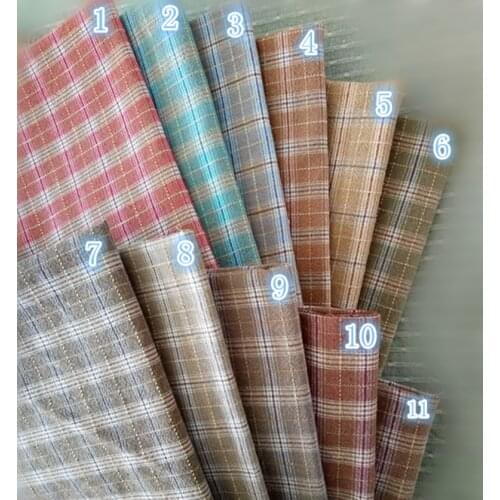 50*145cm Plaid Japanese Yarn Dyed Cotton Fabric fo Basic Patchwork Purse Sewing Quilting Accessories Craft Cloth