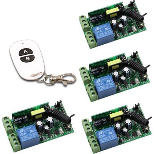 85V 110V 120V 220V 250V 1CH 10A Wireless Remote Control Switch 4*Receiver +Transmitters for Lamp or Appliances Gate Garage Door