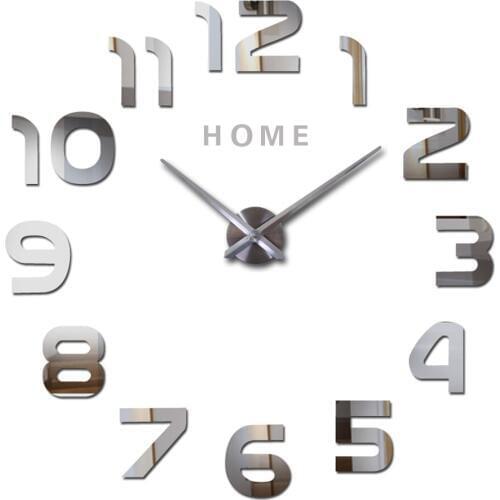 Large Wall Clock Mute Big Digital Clocks for Living Room Acrylic Mirro 3D DIY Wall Sticker Oversize Hanging Clock Home Letter