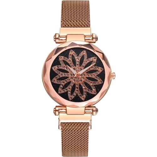 Reloj Mujer Starry Sky Watch for Women Stylish Gold Magnetic Buckle Ladies Watch Casual Quartz Wristwatch Clock Relogio Feminino