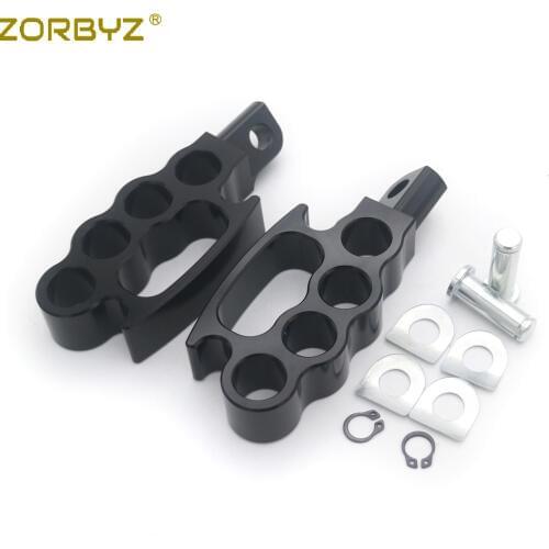 ZORBYZ Black Foot Peg Flying Knuckle Footpegs Footrests Custom Pedal with Mount Kit Pins For Harley V-Rod Sportster XL Dyna Soft