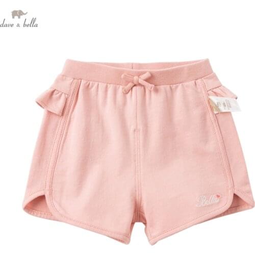 DBJ16497-2 dave bella summer baby girls fashion bow letter shorts children kids girl cute pants infant toddler trousers