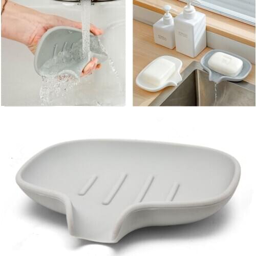 Sponge Holder Bathroom Storage Rack Drain Soap Box Portable Non-Slip Sponge Drain Tray Shower Soap Dish Plate Holder