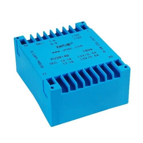 Custom flat potting transformer PU3914B-18VA 110V110V/15V0.6A 15V0.6A