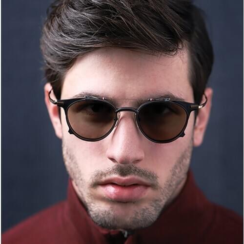 JackJad 2020 Fashion Vintage SteamPunk Style Polarized Sunglasses Metal Mesh Flip Up Clamshell Design Sun Glasses Oculos De Sol