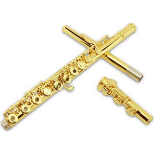 MARGEWATE MGT-225P 16 Keys Hole Open Flute High Quality Cupronickel Gold Lacquer C Tune Flute Musical Instrument Free Shipping