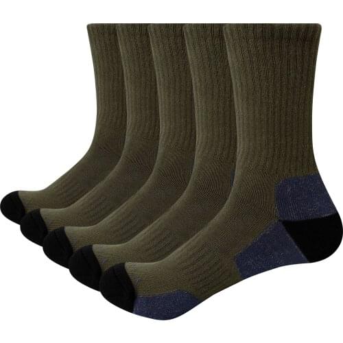 YUEDGE Men Socks Winter Comfortable Cotton Cushion Crew Sports Hiking Trekking Socks 5 Pairs 38-45 EU