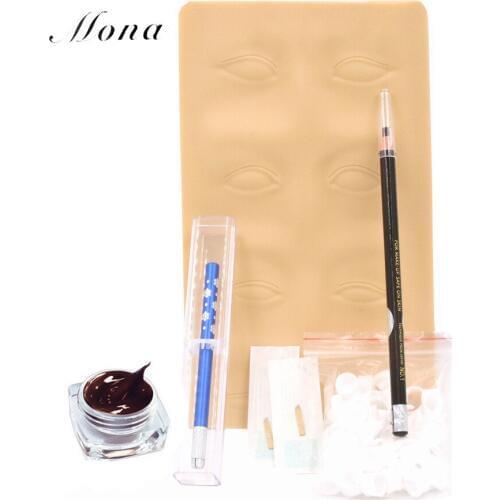 Eyebrow kit permanent makeup machine tattoo eyebrow tattoo microblading pen kits with 10pcs needle blade for learner use