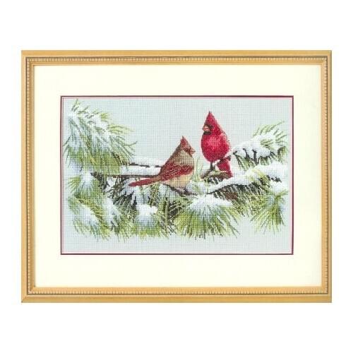 Free Delivery Top Quality Lovely Counted Cross Stitch Kit Winter Cardinals Red Bird Birds dim 35178
