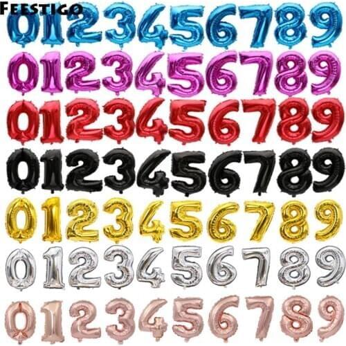 32inch Giant Rose Gold Silver Red Number Foil Helium Figures Air Balloons Kids Birthday Wedding Party Decorations Digital Balls