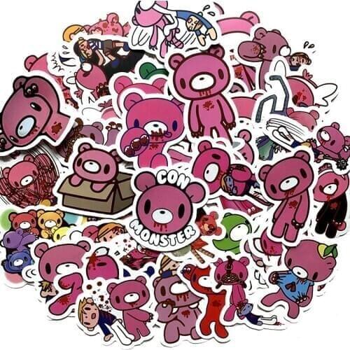 50pcs Red angry bear cartoon waterproof cartoon Stickers For Suitcase Skateboard Laptop Luggage Fridge Phone Car Styling sticker