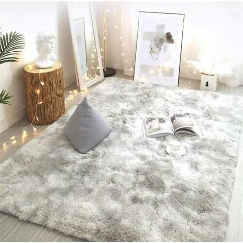 Floor Mats Dyeing Plush Carpet Soft Living Room Bedroom Anti-slip Rugs