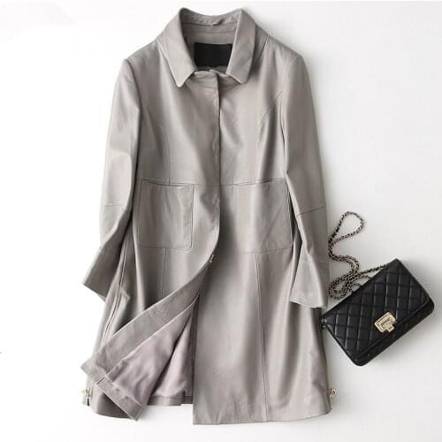 Real Sheepskin Coat Spring Autumn Jacket Women Korean Genuine Leather Jacket Women Vintage Long Coats X-153 MY2030