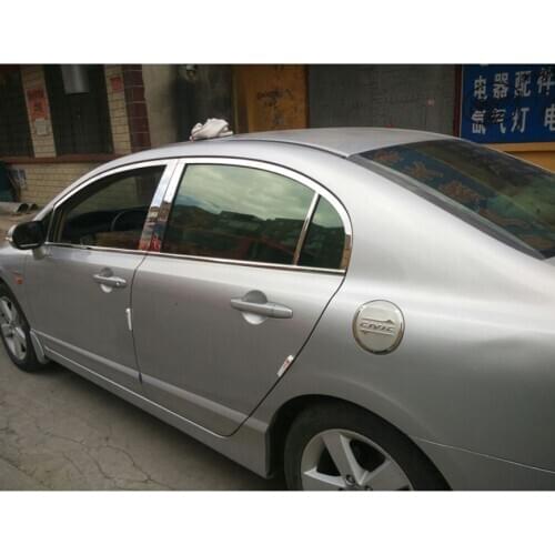 Stainless steel car window trim for honda civic 2006 2007 2008 2009 2010 2011 8th civic
