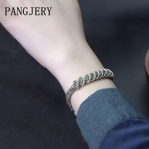 PANGJERY 925 Sterling Silver Hoops Bracelets for Women Fashion Creative Design OT Buckle Many Chain Circle Party Jewelry Gifts