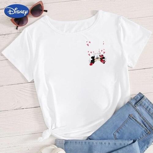 Disney Couple T Shirt Mickey Mouse Logo Branded Tshirts Girls Can Do Anything Summer Top Short Sleeve Fashion European Wholesale