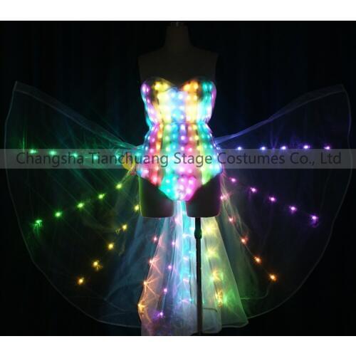 Full Color Led Programmable Bikini Suit Led Luminous ISIS Wings Led Light Up Party Event Stage Performance Dance Clothes