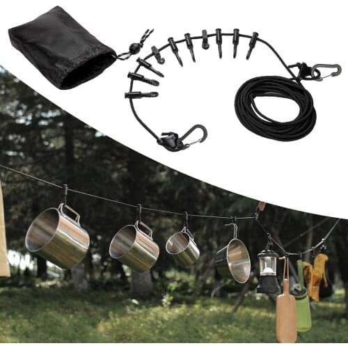 Adjustable Clothesline Hanging Rope Ribbon Clothesline Multifunctional Storage For Hiking Camping Cooking Picnic Home