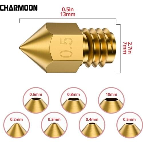 100Pcs MK7 MK8 Nozzle 0.4mm 0.3mm 0.2mm Copper 3D Printers Parts Extruder Threaded 1.75mm 3.0mm Filament Head Brass Nozzles Part