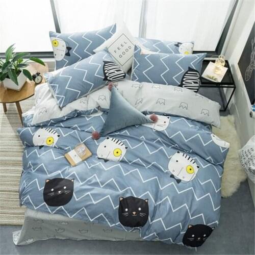 Modern Stripe, Pet Pattern Bedding Set 3/4 PCS, Including Bed Sheets and Pillowcases for Single and Double Beds