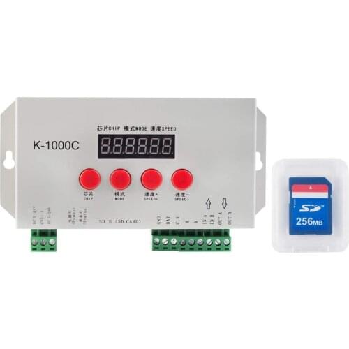 K-1000C WS2812B APA102C SK6812 WS2811 WS2801 LED Strip 2048 Pixels Controller Addressable Programmable Controller with SD 256MB