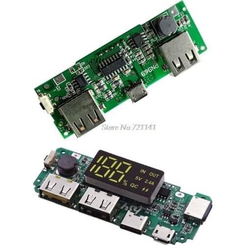 LED Dual USB5V 2.4A 2A 1A Micro/Type-C/USB Input Power Bank 18650 Battery Charger Board Module with Display Screen Dropship