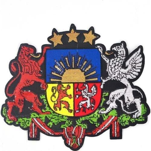 Fine Sequin Paillette European Lion Horse Pattern Patches Sewing On Embroidery Applique Royal Badges Clothes Decor Craft