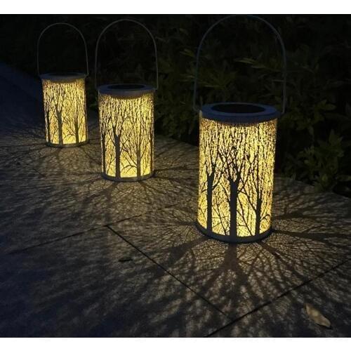 Waterproof Antique Solar Light Flower Lantern Outdoor Garden Lamp LED Decor Landscape Lawn Hanging Lamp Energy Saving Lighting