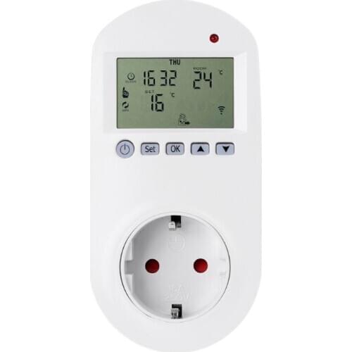 WiFi Plug-in Thermostat Socket Remote Voice Control Floor Heating Temperature Controller 16A 230V EU Plug