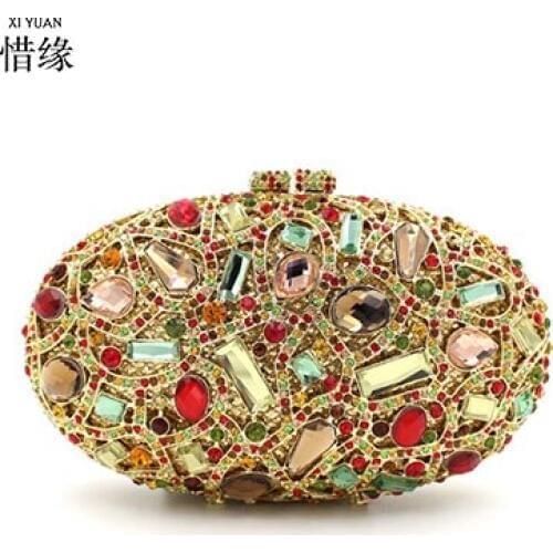 XIYUAN BRAND Hot Luxury Oval women Evening Bags Candy Color Classic girls Day Clutch Small Wallet Purse Party Banquet Women Bag