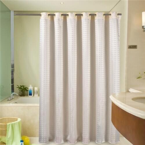 Jacquard Square Thick Shower Curtains for Hotel Bathtub Big Ring Solid Color Waterproof Washable Home Hotel Bathroom Decorations