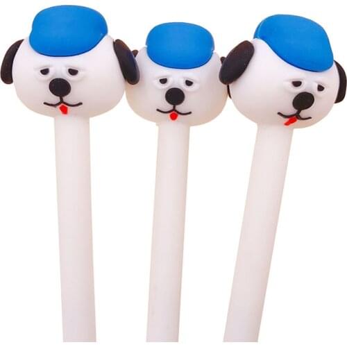 1pcs Korea Gel Pen Cute Kawaii Norwegian Dog Cartoon Silicone Creative Pen Black Refill 0.5mm Novelty Stationery Kids Gift
