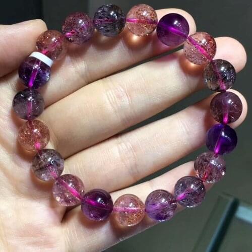 100% Natural Lepidocrocite Quartz 10.5mm Women Man Stretch Super 7 Seven Melody Stone Beads Bracelets Certificate AAAAAA