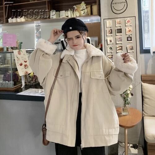 2019 Autumn Winter Thick Women Cargo Coat Korean Loose Warm Female Jacket