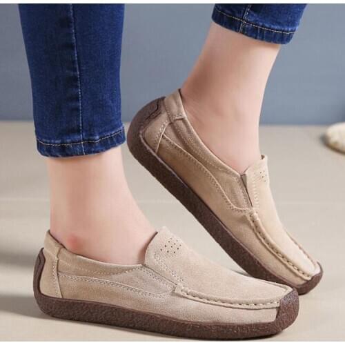 2021 Spring Women Shoes Platform Flats Sneakers Women Suede Leather Women Casual Shoes Slip On Creepers Moccasins Tenis Loafers