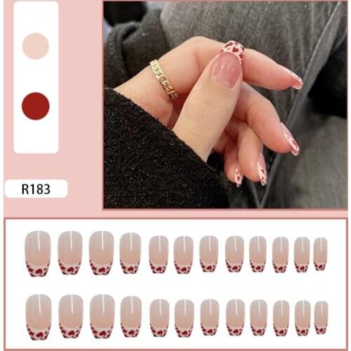 24pcs False Nails Pink Leopard Wear Long Paragraph Fashion Manicure Patch Save Time Wearable DIY Manicure Nail Art Toolsls