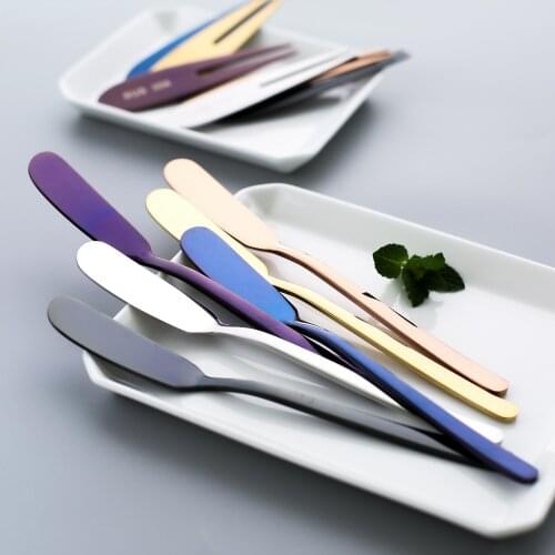 304 Stainless Steel Butter Knife Cheese Dessert Jam Spreaders Cream Gold Black Rose Gold Knifes Western Cutlery Baking Tool
