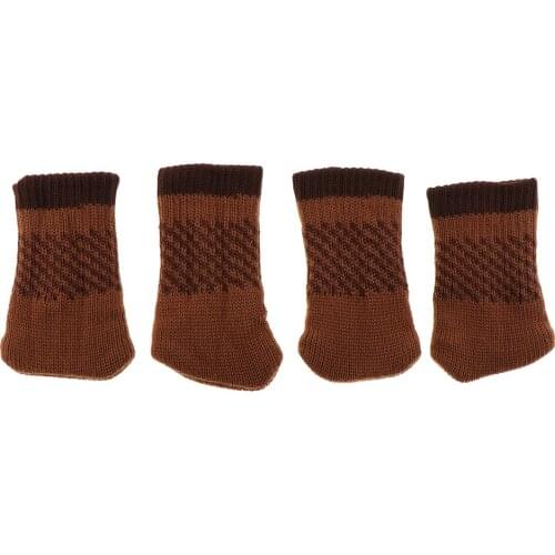 4pcs Anti-slip Chair Leg Floor Protectors Knitted Socks Pads, Double Layer for 6-18cm inch Girth