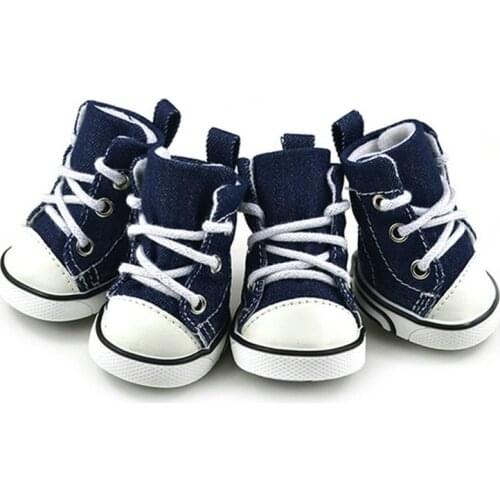 4Pcs Casual Pet Dog Anti-slip Shoes Winter Warm Waterproof Shoes Sneakers Breathable Booties For Small Dogs Cats