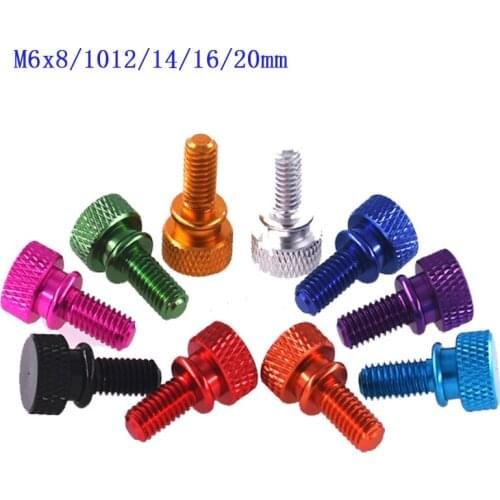 5pcs/lot M6x8mm 10mm-20mm Colorful Oxidation Step Knurled Hand-Tighten Screws Diy Adjust Computer Chassis Side Panel Case Screw