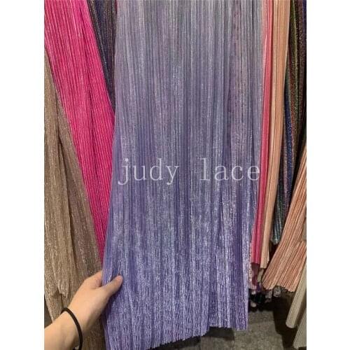 Stock 5yards/bag Pleat Knit Shining Lace Gradual Change Color luxury fashion fabric for wedding dress design CYYUE81
