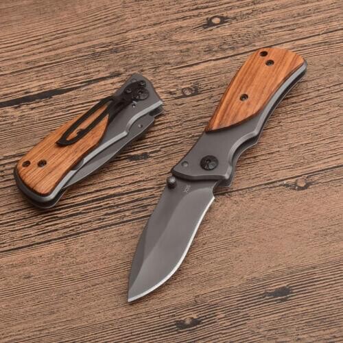 6.1'' Damascus tactical Camping Knife 5Cr13Mov Blade Rosewood Steel Handle Survival Military Outdoor Knives Pocket Folding Knife