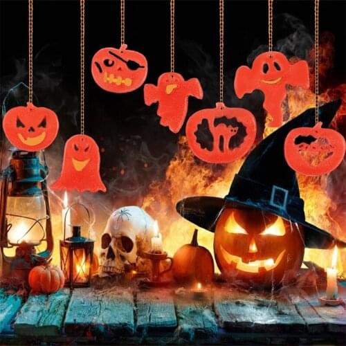 7 Pcs Halloween Pumpkin Ghost Hanging Sign Epoxy Resin Mold Keychain Pendant Silicone Mould DIY Crafts Jewelry Necklace Casting