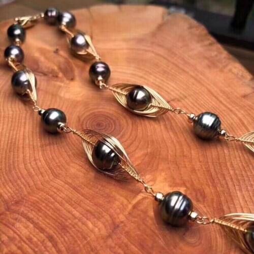 922 Fine Jewelry Natural Fresh Water Black Peals Necklaces Hand Made for Women Fine Pearls Necklaces