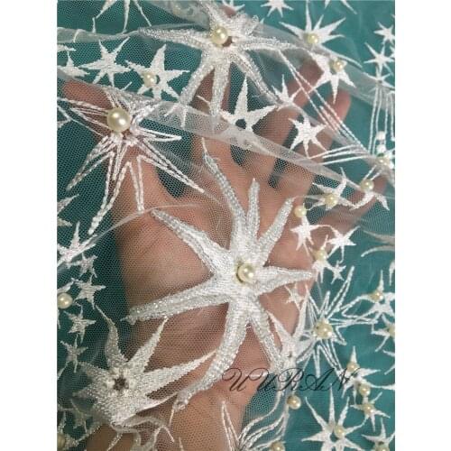 African net french lace fabric beaded embroidery african tulle lace fabric for wedding dress