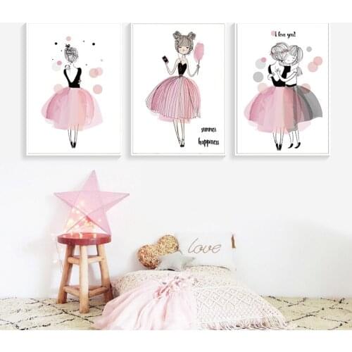 Diy 5D Diamond Painting Pink Dancing Ballet Girl Cross Stitch Full Square Drill Wall Sticker mosaic Embroidery Child Baby Hom